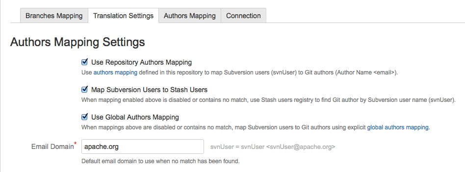 SVN Mirror Add-on for Atlassian Bitbucket Server