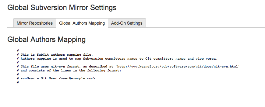 SVN Mirror Add-on for Atlassian Bitbucket Server